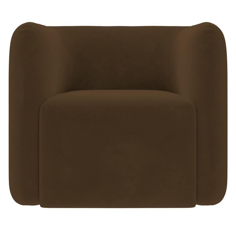 Poltrona Para Sala De Estar Decorativa Kit Com 2 Maggie K04 Veludo Marrom - Mpozenato - 7