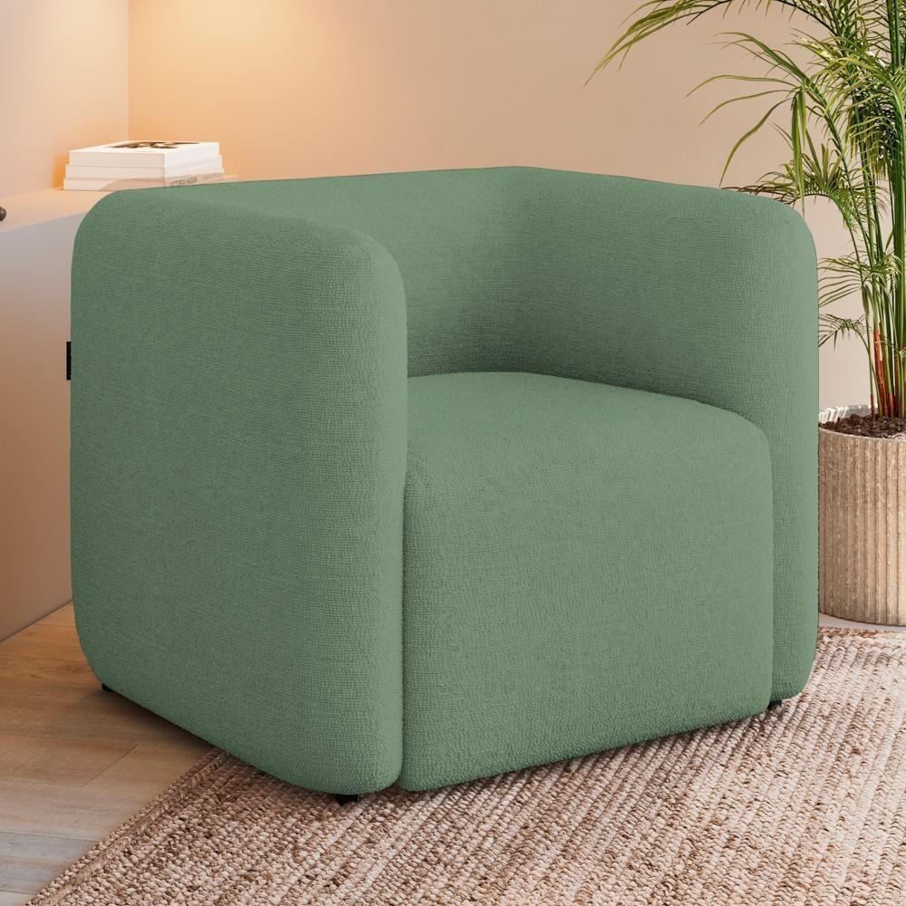 Poltrona Para Sala De Estar Decorativa Kit Com 2 Maggie K04 Bouclê Verde - Mpozenato - 2