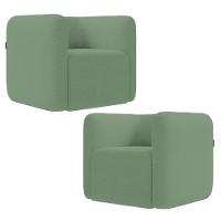 Poltrona Para Sala De Estar Decorativa Kit Com 2 Maggie K04 Bouclê Verde - Mpozenato - 1