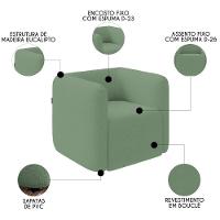 Poltrona Para Sala De Estar Decorativa Kit Com 2 Maggie K04 Bouclê Verde - Mpozenato - 3