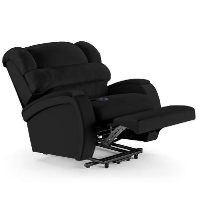 Poltrona Do Papai Reclinável Kalie Elevação Lift Elétrico Fh9 Pu Preto - Mpozenato