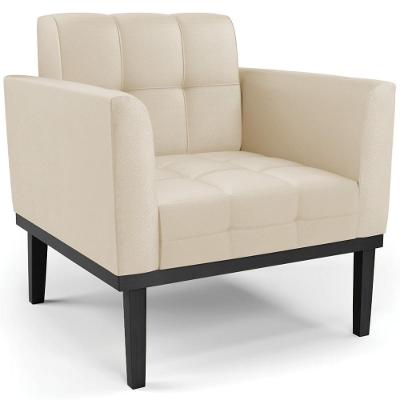 Poltrona Decorativa Ana Sintético Bege Preto Ibiza