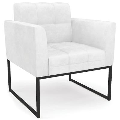 Poltrona Decorativa Ana Sintético PU Branco Preto Ibiza