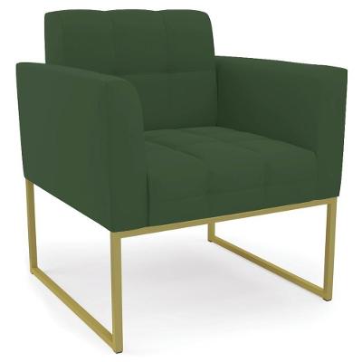 Poltrona Decorativa Ana Base Industrial Veludo Dourado Verde Ibiza