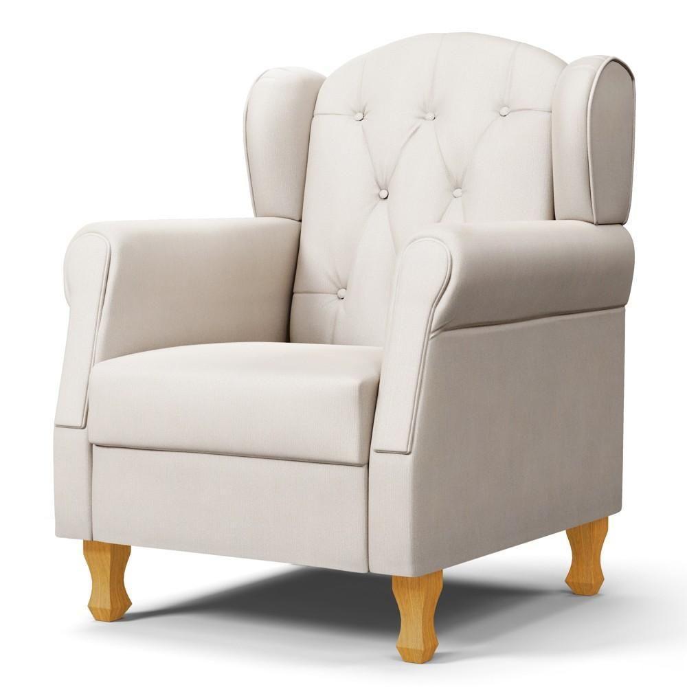 Poltrona De Amamentação Com Pés De Madeira Letícia Suede Bege - Phoenix - 1