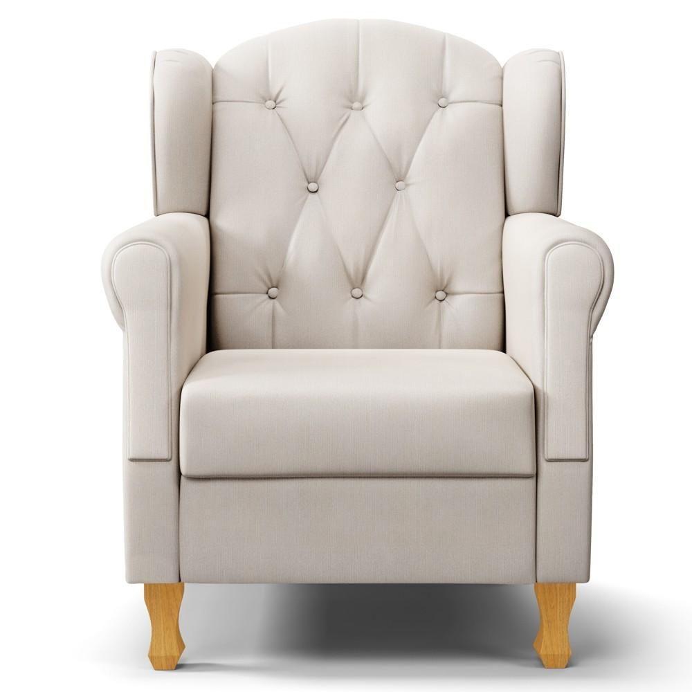 Poltrona De Amamentação Com Pés De Madeira Letícia Suede Bege - Phoenix - 6