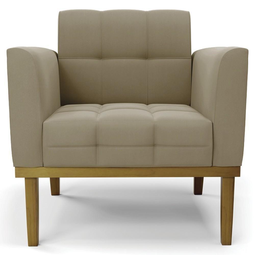 Poltrona Base Madeira Castanho Kit 2 Ana Suede Marrom Rt - Ibiza - 6