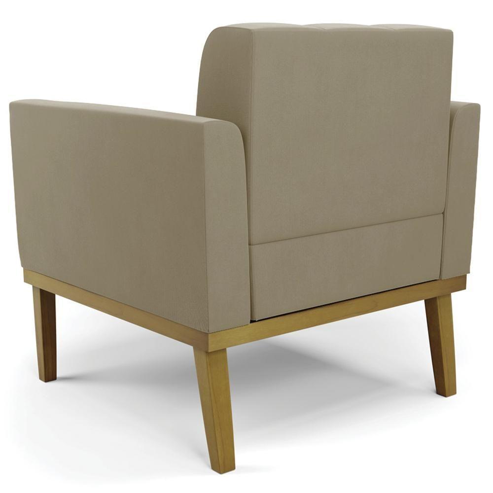 Poltrona Base Madeira Castanho Kit 2 Ana Suede Marrom Rt - Ibiza - 7