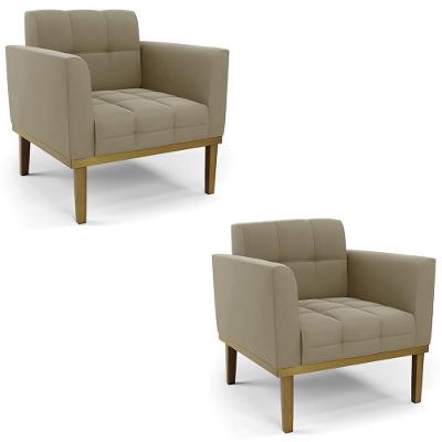 Kit 2 Poltronas Ana Suede Marrom RT Para Sala Suede Marrom Ibiza