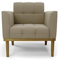 Poltrona Base Madeira Castanho Kit 2 Ana Suede Marrom Rt - Ibiza - 6