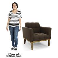 Poltrona Base Madeira Castanho Kit 2 Ana Suede Marrom - Ibiza - 5