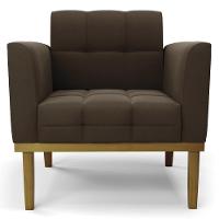 Poltrona Base Madeira Castanho Kit 2 Ana Suede Marrom - Ibiza - 6