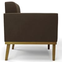 Poltrona Base Madeira Castanho Kit 2 Ana Suede Marrom - Ibiza - 9