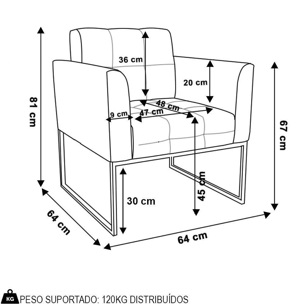 Poltrona Base Industrial Dourado Kit 2 Ana Suede Marrom - Ibiza - 4