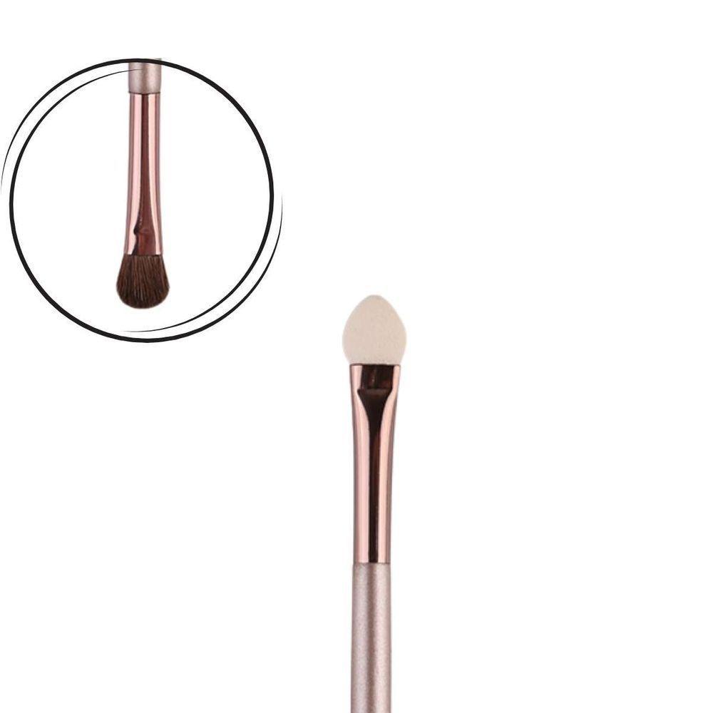 Pincel Duplo Chato Arredondado E Esponja Champagne 60220 | Miss Frandy | Precisão E Versatilidade - 2