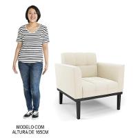 Sofá Namoradeira E 1 Poltrona Base Madeira Preto Ana Veludo Bege - Ibiza - 7