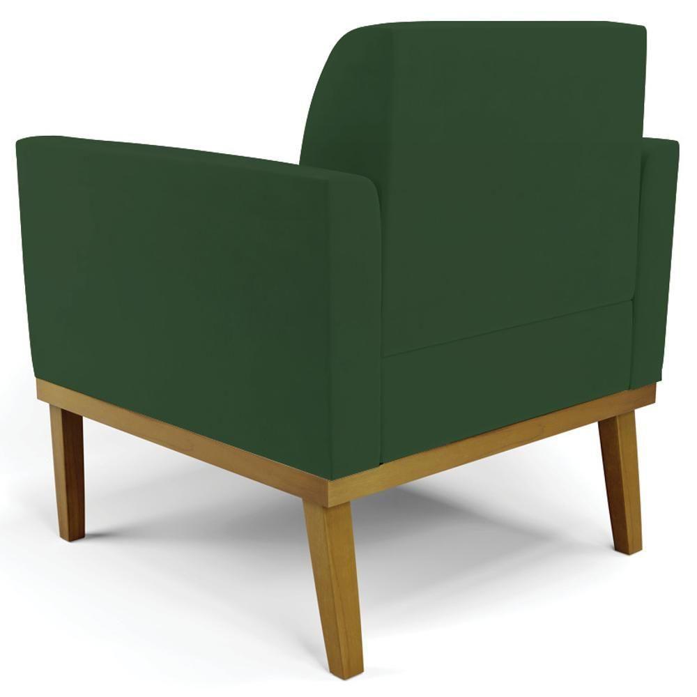 Sofá Namoradeira E 1 Poltrona Base Madeira Castanho Maressa Veludo Verde - Ibiza - 10