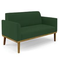 Sofá Namoradeira E 1 Poltrona Base Madeira Castanho Maressa Veludo Verde - Ibiza - 7