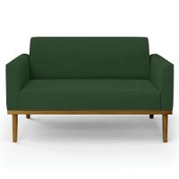 Sofá Namoradeira E 1 Poltrona Base Madeira Castanho Maressa Veludo Verde - Ibiza - 9