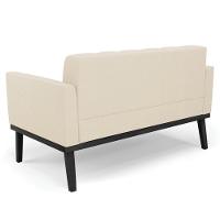 Sofá Namoradeira E 1 Poltrona Base Madeira Preto Ana Linho Bege - Ibiza - 2