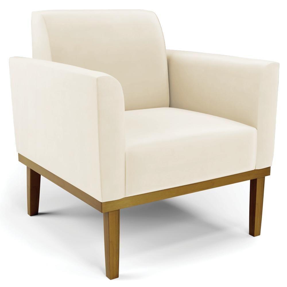 Sofá Namoradeira E 1 Poltrona Base Madeira Castanho Maressa Veludo Bege - Ibiza - 6