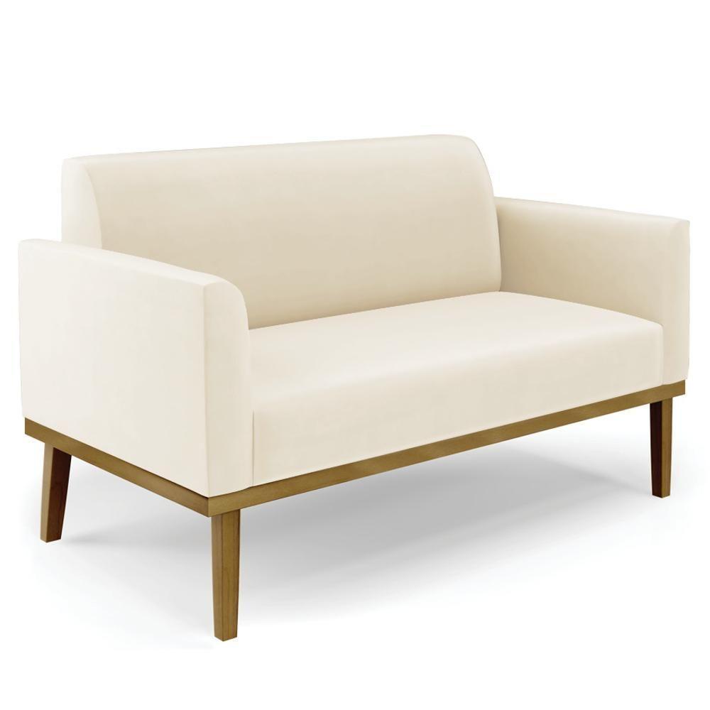 Sofá Namoradeira E 1 Poltrona Base Madeira Castanho Maressa Veludo Bege - Ibiza - 7