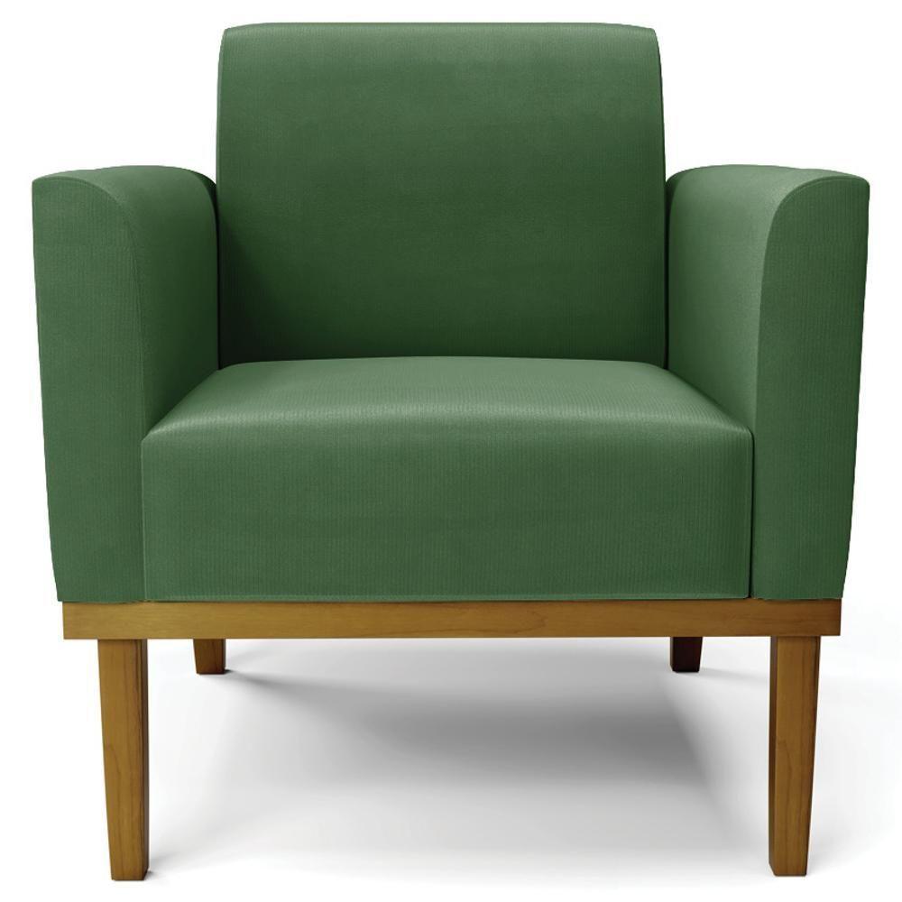 Sofá Namoradeira E 1 Poltrona Base Madeira Castanho Maressa Suede Verde - Ibiza - 7