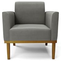 Sofá Namoradeira E 1 Poltrona Base Madeira Castanho Maressa Suede Grafite - Ibiza - 5