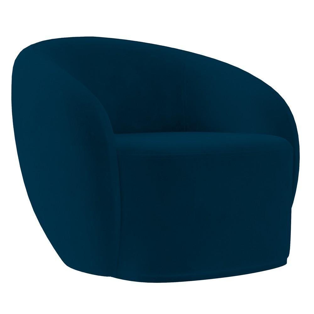 Sofá 2 Lugares Living 160cm E 1 Poltrona Giratória Garbin K04 Veludo Azul Marinho - Mpozenato - 8