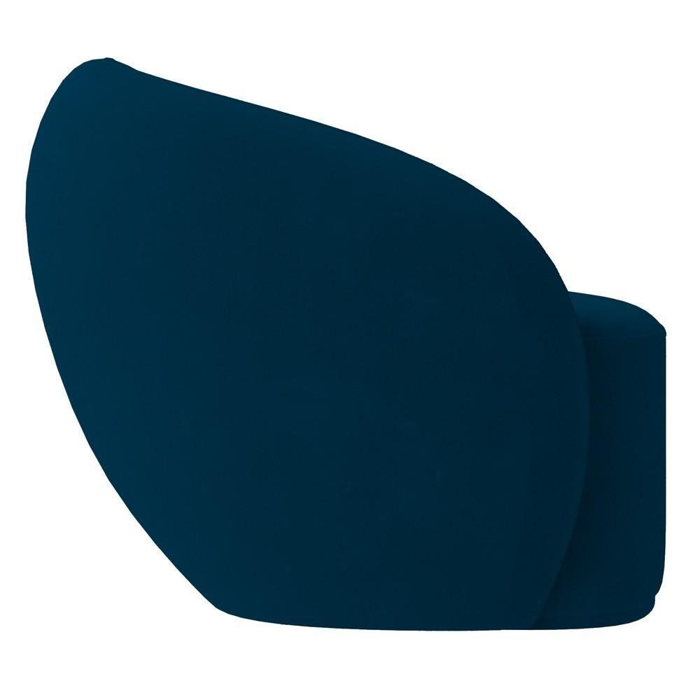 Sofá 2 Lugares Living 160cm E 1 Poltrona Giratória Garbin K04 Veludo Azul Marinho - Mpozenato - 10