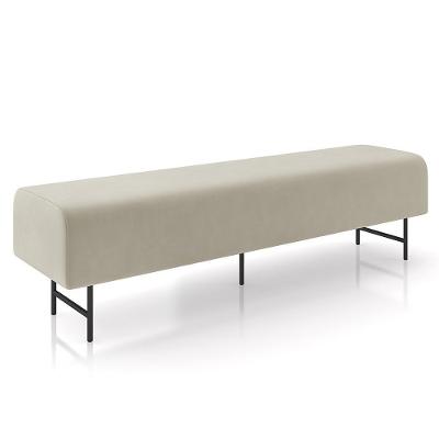 Puff Recamier Decorativo Pés Em Ferro 160cm Dublin P02 Veludo Bege - Mpozenato