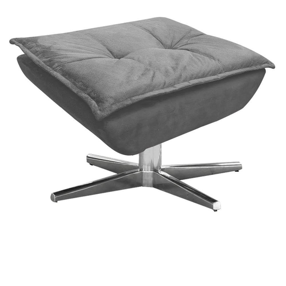 Puff Decorativo Sala De Estar Base Giratória Cromada Opla Suede Grafite - Ibiza - 1