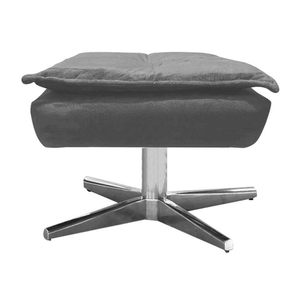 Puff Decorativo Sala De Estar Base Giratória Cromada Opla Suede Grafite - Ibiza - 3