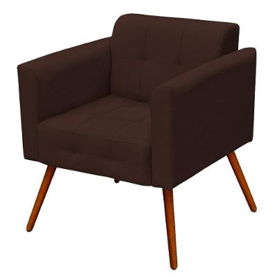 Poltrona Decorativa Ana Suede Marrom Ibiza