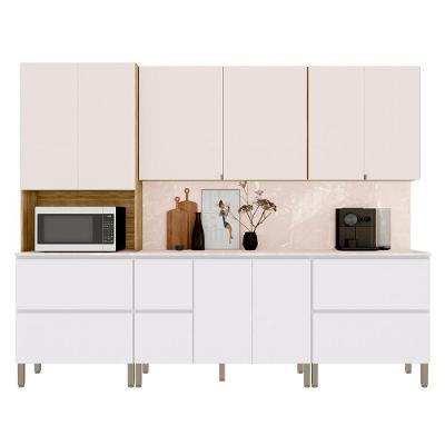 Conjunto De Armarios Modulados Art Com 11 Portas E 4 Gavetas Freijo Ártico Soft