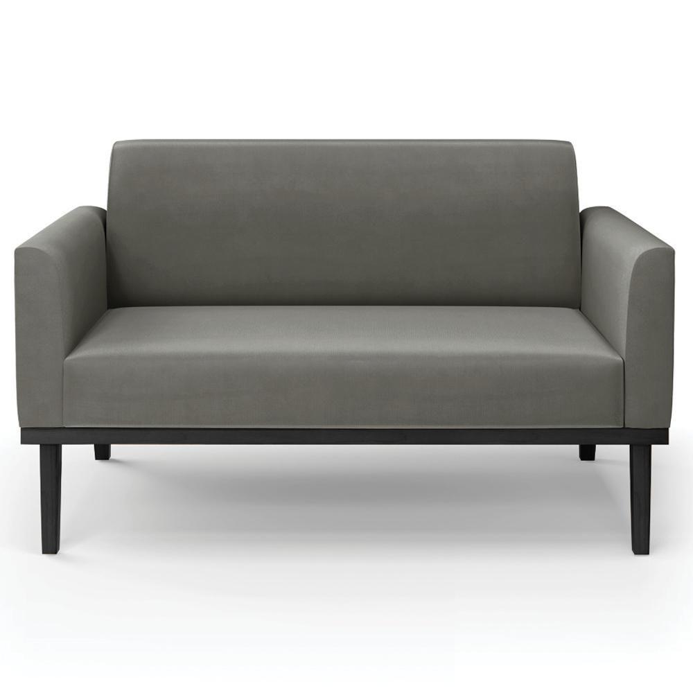 Sofá Namoradeira E 1 Poltrona Base Madeira Preto Maressa Suede Grafite - Ibiza - 9