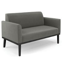 Sofá Namoradeira E 1 Poltrona Base Madeira Preto Maressa Suede Grafite - Ibiza - 7