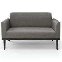 Sofá Namoradeira E 1 Poltrona Base Madeira Preto Maressa Suede Grafite - Ibiza - 9