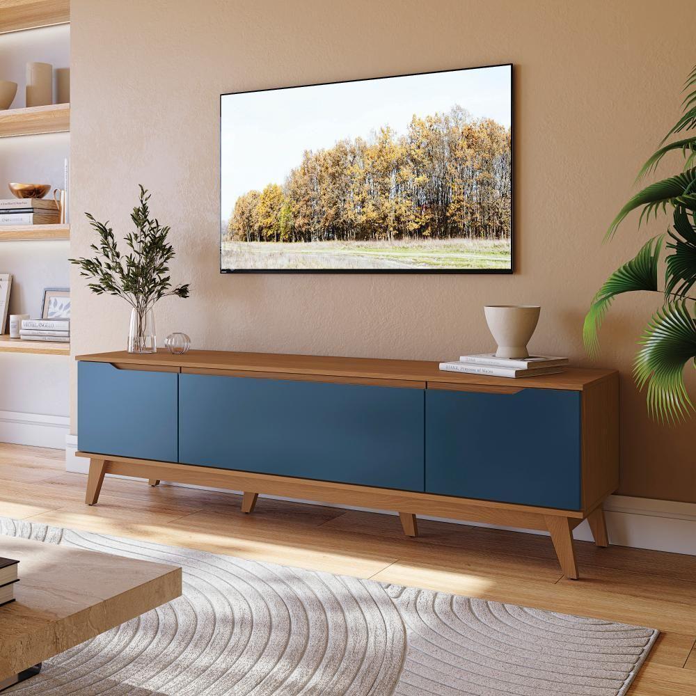 Rack Kappesberg 3 Portas Canela/Azul Profundo 180cm - 1