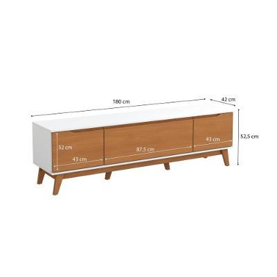 Rack Kappesberg 3 Portas Branco/Canela 180cm
