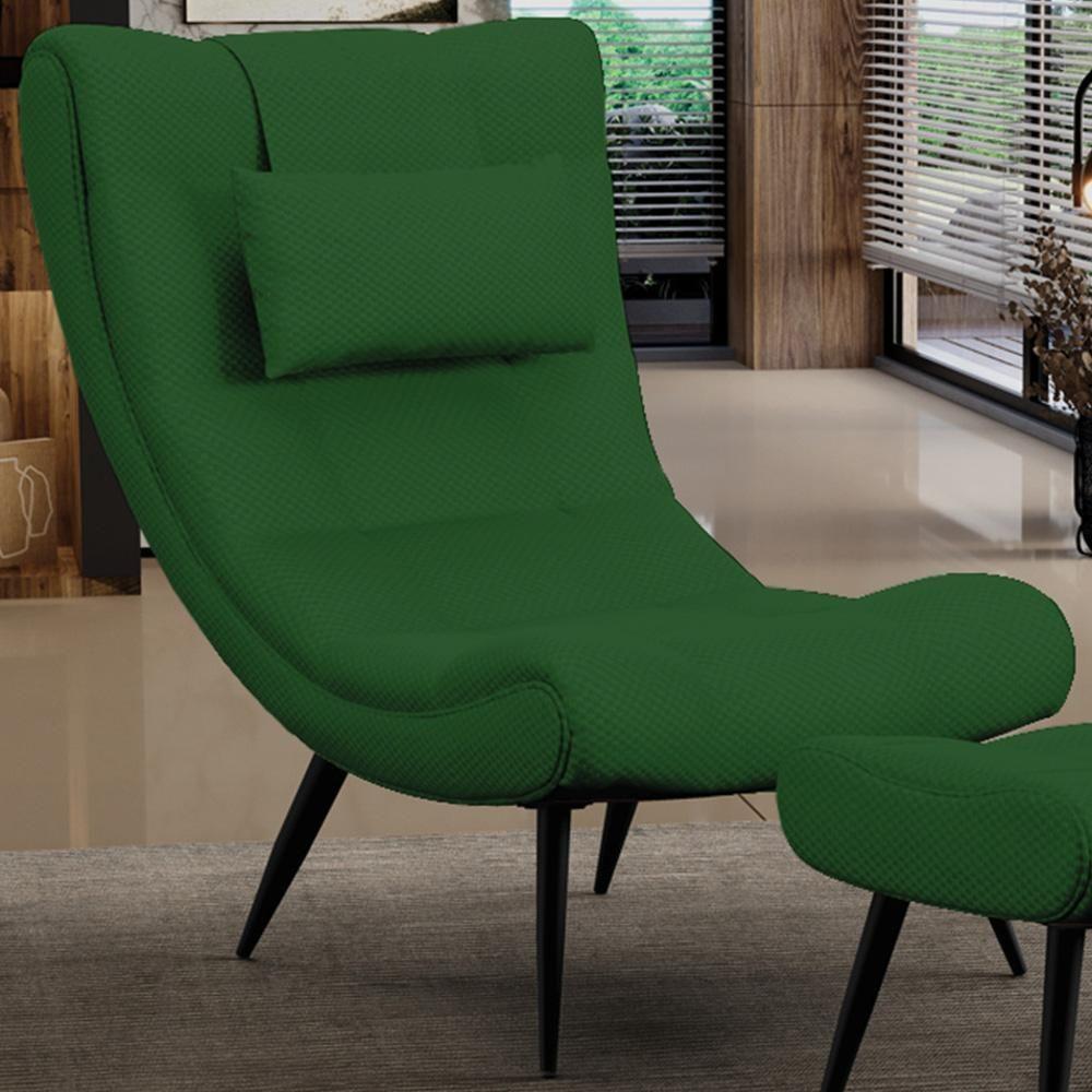 Kit 2 Poltronas Decorativas Sala De Estar Com Almofada E Pés Palito Lord Veludo Luxo Verde - Ibiza - 2