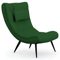 Kit 2 Poltronas Decorativas Sala De Estar Com Almofada E Pés Palito Lord Veludo Luxo Verde - Ibiza - 6