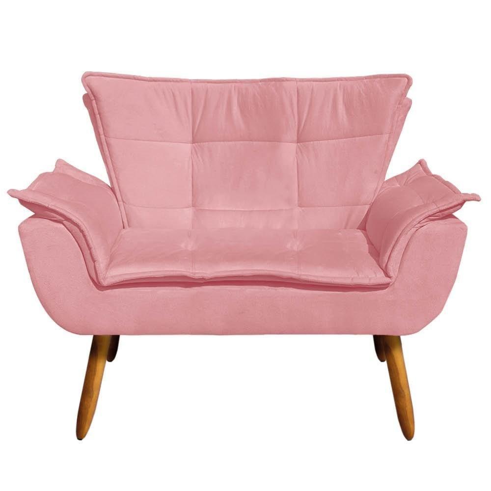 Kit 2 Poltronas Namoradeiras Pés Palito 2 Lugares Opla Suede Rose - Ibiza - 3