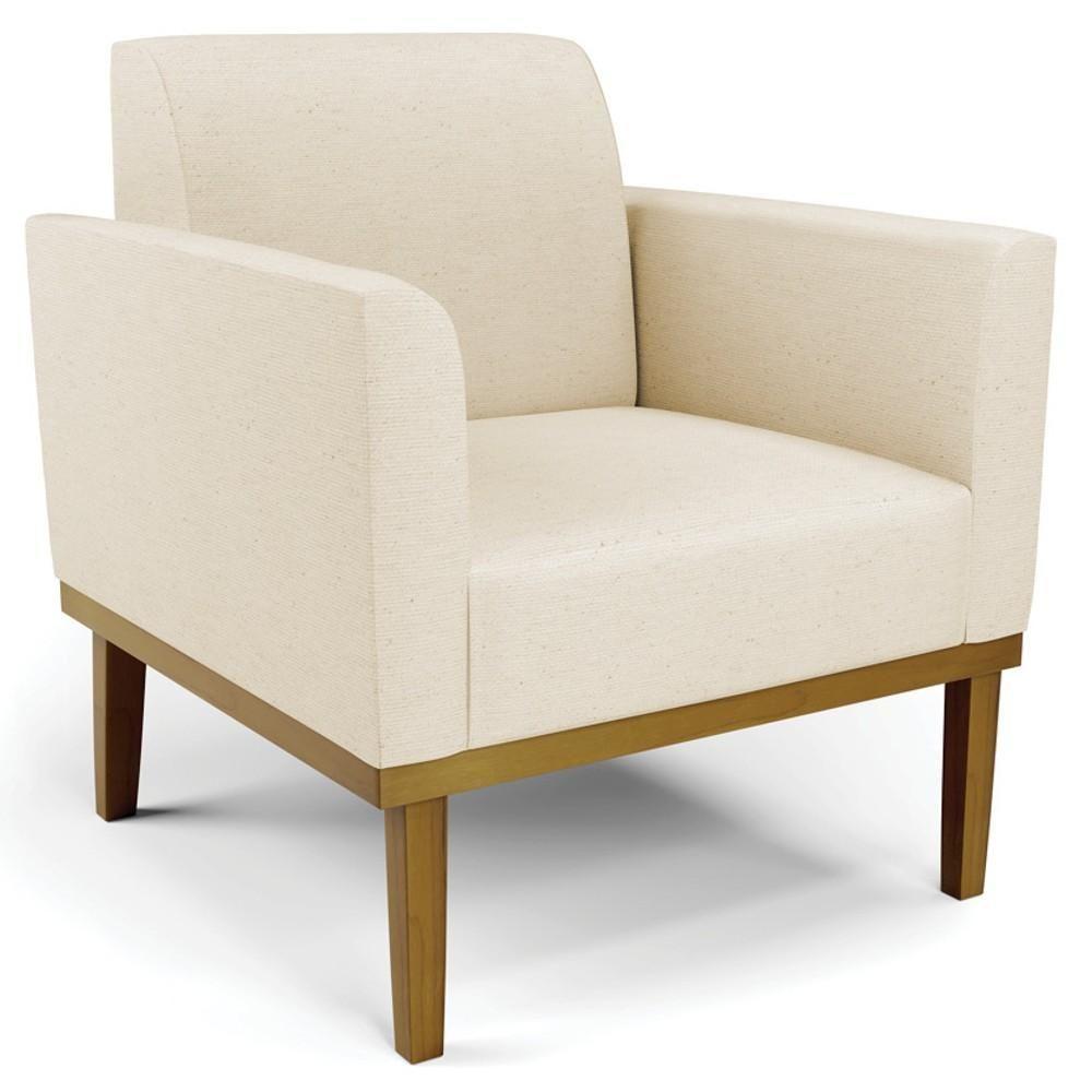 Sofá Namoradeira E 1 Poltrona Base Madeira Castanho Maressa Linho Bege - Ibiza - 6