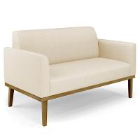 Sofá Namoradeira E 1 Poltrona Base Madeira Castanho Maressa Linho Bege - Ibiza - 7