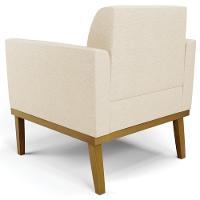 Sofá Namoradeira E 1 Poltrona Base Madeira Castanho Maressa Linho Bege - Ibiza - 10