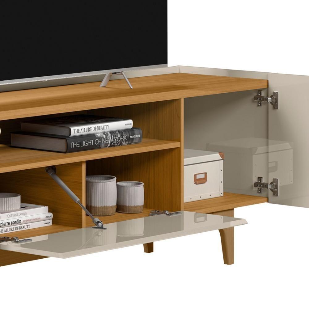 Rack Para Sala Bancada De Tv 75 Pol 180cm Safira L06 Tauari-off White - Mpozenato - 3