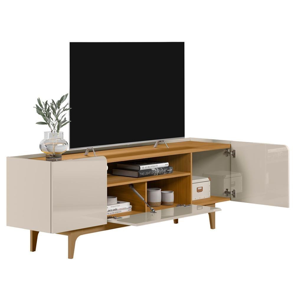Rack Para Sala Bancada De Tv 75 Pol 180cm Safira L06 Tauari-off White - Mpozenato - 8
