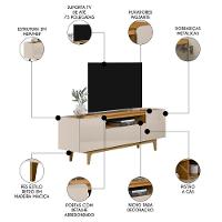 Rack Para Sala Bancada De Tv 75 Pol 180cm Safira L06 Tauari-off White - Mpozenato - 5