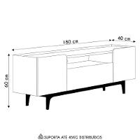 Rack Para Sala Bancada De Tv 75 Pol 180cm Safira L06 Tauari-off White - Mpozenato - 6